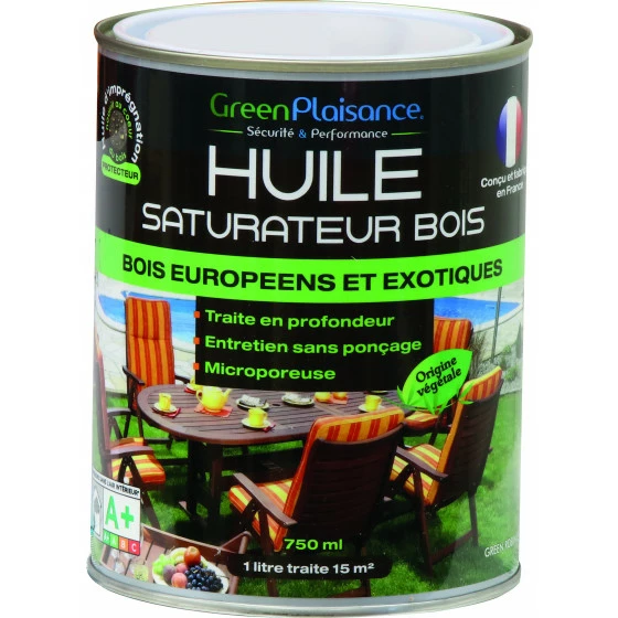 Huile Saturateur Mobilier Bois 750ml GREEN PLAISANCE - 09937 1 Huile Saturateur Mobilier Bois 750ml GREEN PLAISANCE - 09937