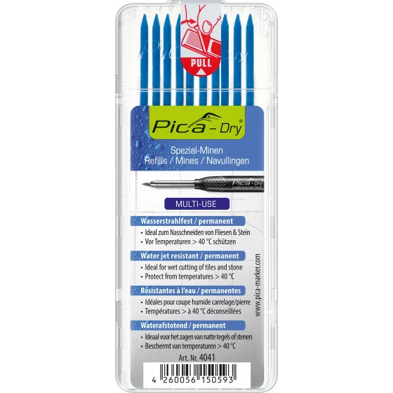 Etui De 10 Mines Pica Dry Spéciales Bleues PICA - 4041 1 Etui De 10 Mines Pica Dry Spéciales Bleues PICA - 4041