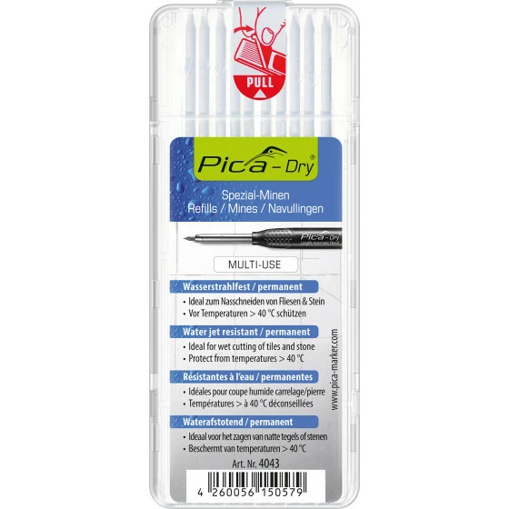 Etui De 10 Mines Pica Dry Spéciales Blanches PICA - 4043 1 Etui De 10 Mines Pica Dry Spéciales Blanches PICA - 4043