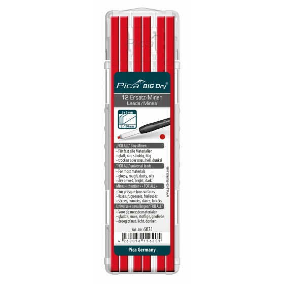 Etui De 12 Mines Pica Big Dry Rouge PICA - 6031 1 Etui De 12 Mines Pica Big Dry Rouge PICA - 6031