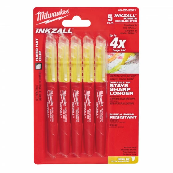 SURLIGNEURS INKZALL JAUNES (X5) MILWAUKEE ACCESSOIRES - 48223201 1 SURLIGNEURS INKZALL JAUNES (X5) MILWAUKEE ACCESSOIRES - 48223201