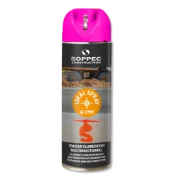 Traceur De Chantier CERISE Fluo Multidirectionnel IDEAL SPRAY SOPPEC -12 MOIS - 141825O -SOPPEC Shop idealspray magenta